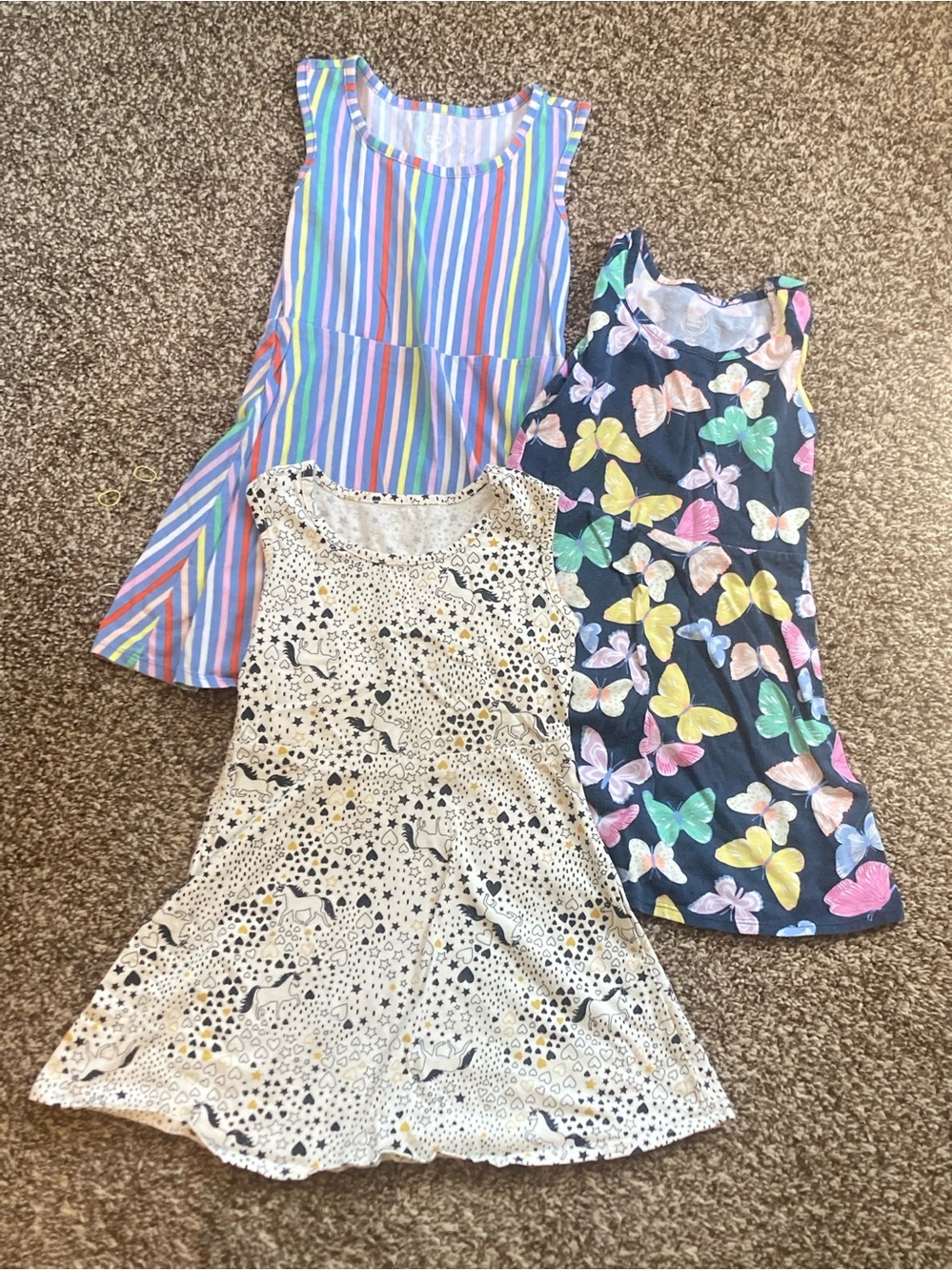 Girls' Mixed Print Tank Dresses - Stripes, Butterflies & Unicorns